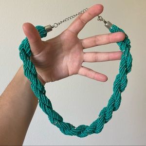 Turquoise and silver beaded necklace